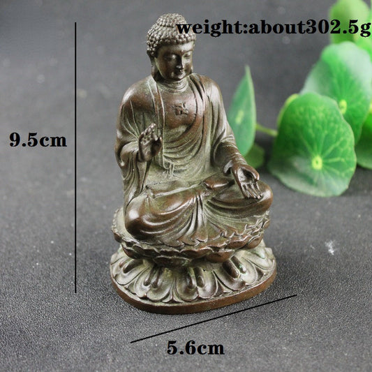 Copper Tathagata Buddha Statue Sculpture Retro Feng Shui Miniatures Figurines