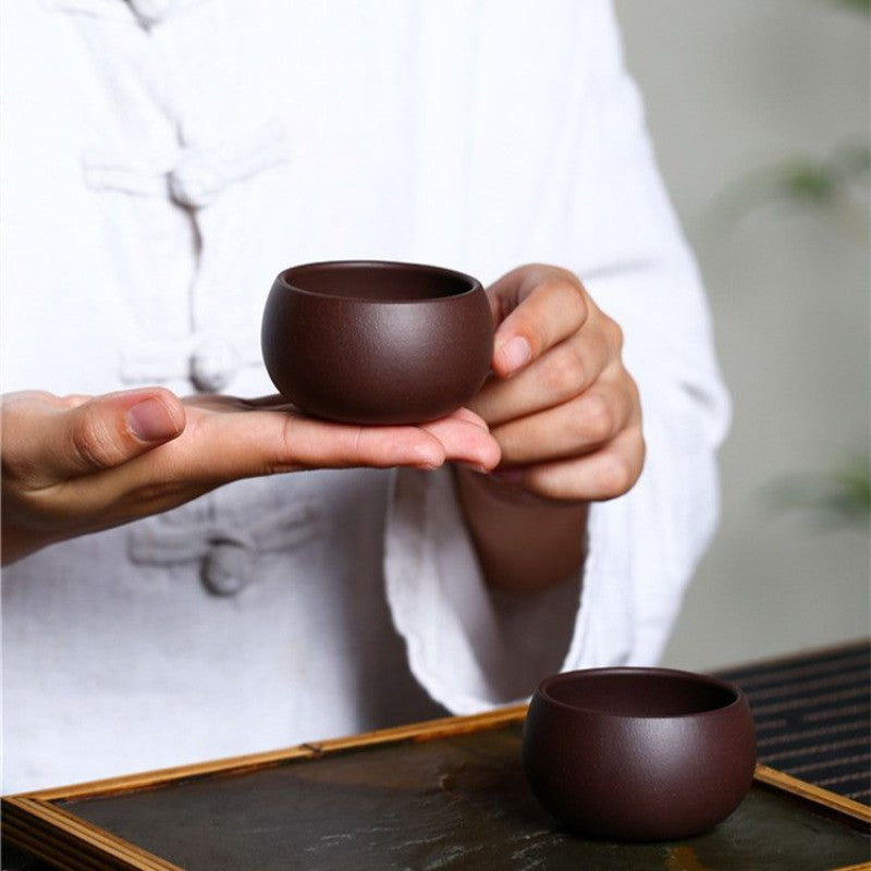 70ml Yixing Purple Clay Handcarved Master Cup Tea Tasting Cup Kung Fu Teaware