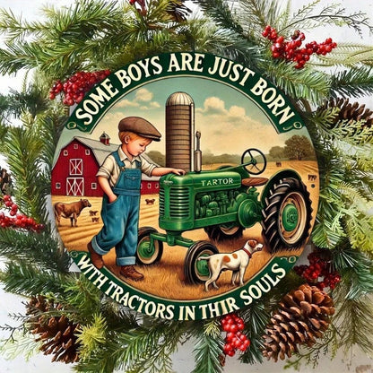 Vintage 8x8 Tin Sign Old Tractor Retro Farmhouse Rustic Wall Art for Garage Bar