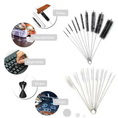 Nylon Straw Brush Cleaner Bottle Tube Pipe Small Long Cleaning 10Pcs Set USA