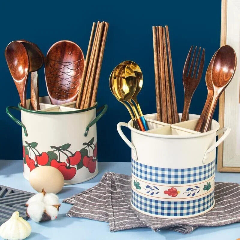 Chopsticks Holders Metal Ins Vintage Drying Rack Utensil Cutlery Tube Organizers