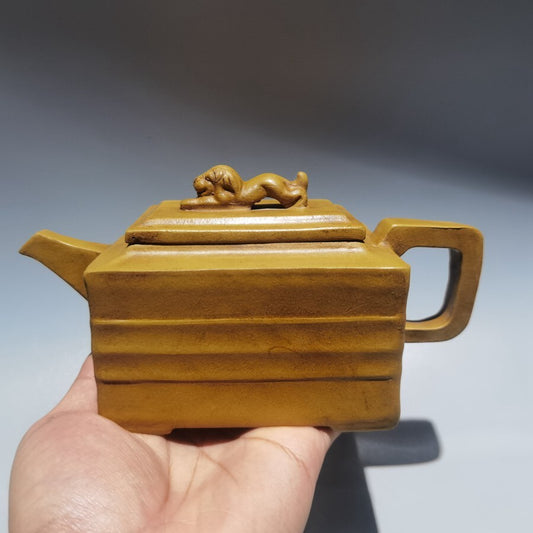 Chinese old Yixing Clay Teapot lettering pumpkin Purple sand Teapot 420cc