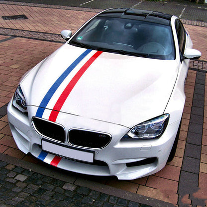 Custom Tricolor Racing Stripe Car Hood Sticker For All Models Vinyl Bonnet Decal