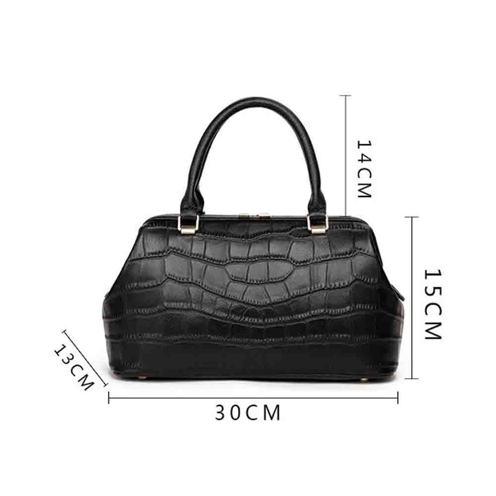 Leather Bag Large Handbags Genuine Leather Stone Print Tote Daily Purses Zipper