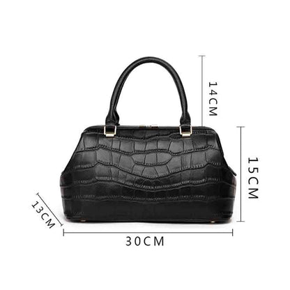 Leather Bag Large Handbags Genuine Leather Stone Print Tote Daily Purses Zipper