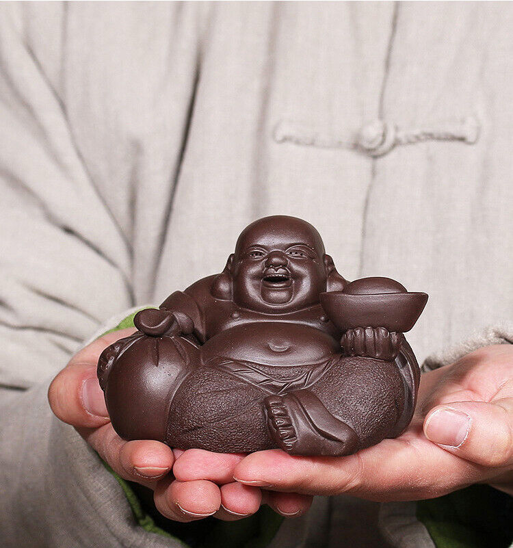 Buddha statue true yixing zisha purple clay good luck bring handmade artware new