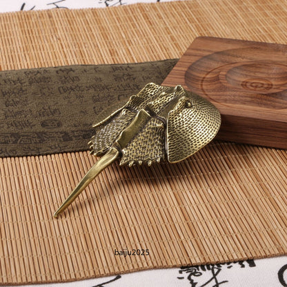 Chinese Brass Ornament Ancient Marine Life Collection Horseshoe Crab art Statue