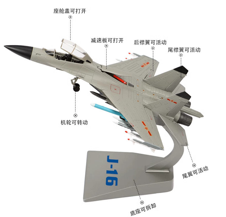 1:72 31CM J-16 Fighter Bomber Plane Diecast Airplane Military Aircraft Model