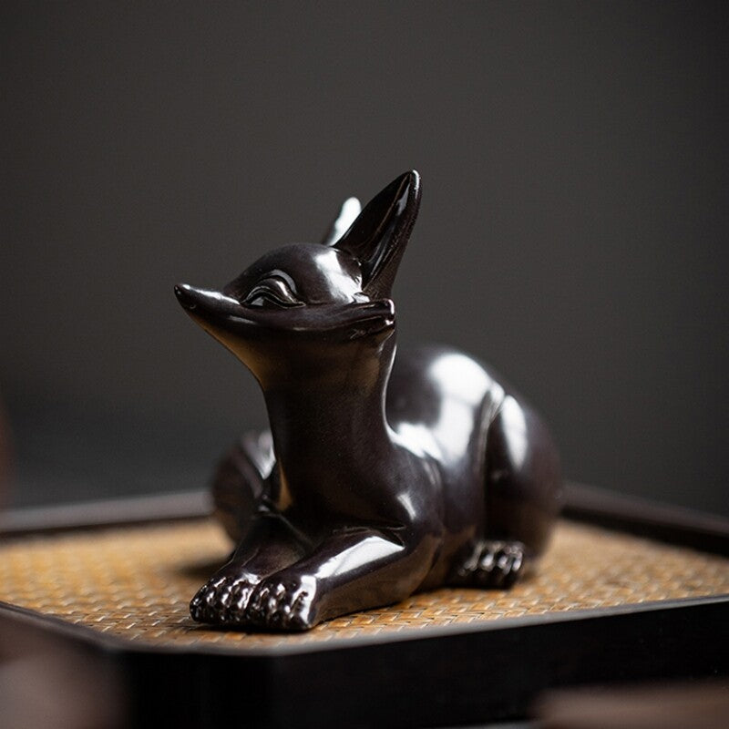resin fox color change tea pet creative gift tea play on tea table ornament new
