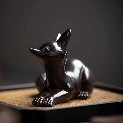 resin fox color change tea pet creative gift tea play on tea table ornament new
