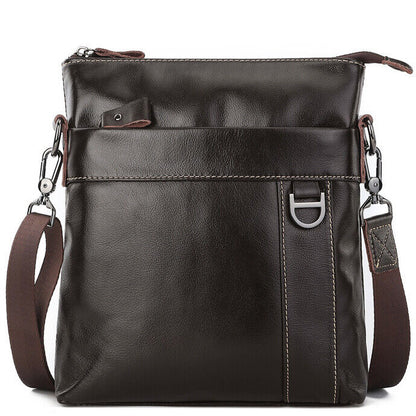 100% Genuine Leather Men's Dark browm Business 10" Sling Shoulder/Messenger Bag