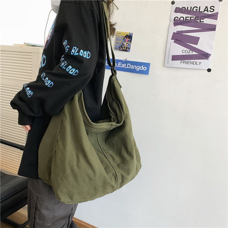 Canvas Shoulder Bags Large Thick Cotton Cloth Books Handbag Crossbody Big Travel