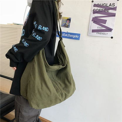 Canvas Shoulder Bags Large Thick Cotton Cloth Books Handbag Crossbody Big Travel