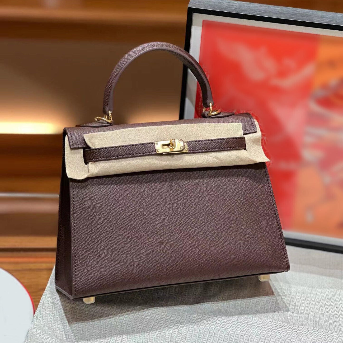 19/22/25/28 Real Leather Small Flap Briefcase Tote Clutch Shoulder Bag Crossbody