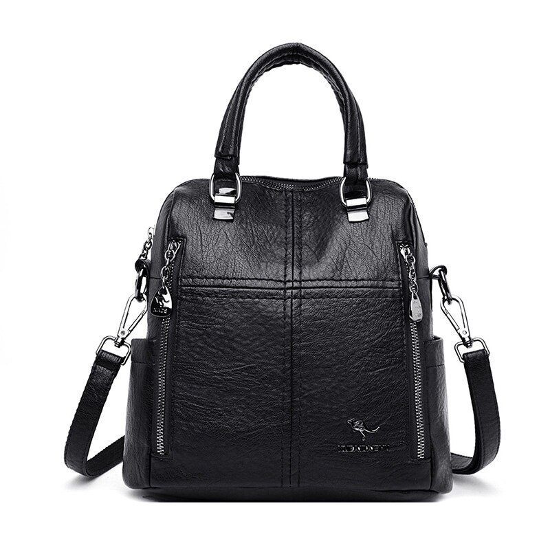 High Quality Leather Backpack Shoulder Bags Multifunction Travel School Bag 1 PC