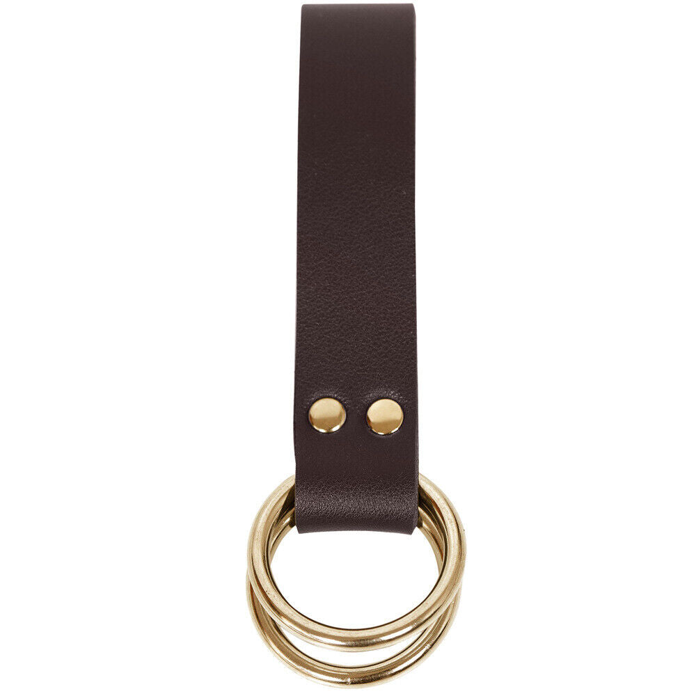 Womens Mens Hook Strap Double Metal Rings PU Leather Bag Medieval Belt