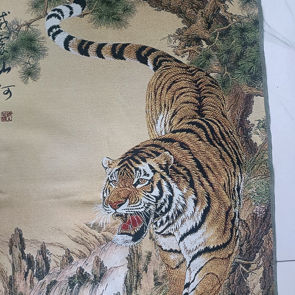 Exquisite Chinese Old Silk Embroidery painting "Downhill Tiger“
