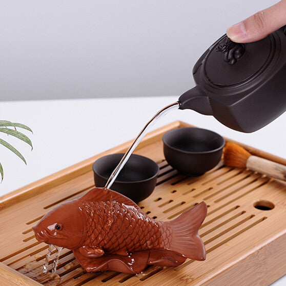 Fish Statue Tea Pet Yixing Zisha Tea Pet Carp Fish Tea Play Purple Clay Ornament