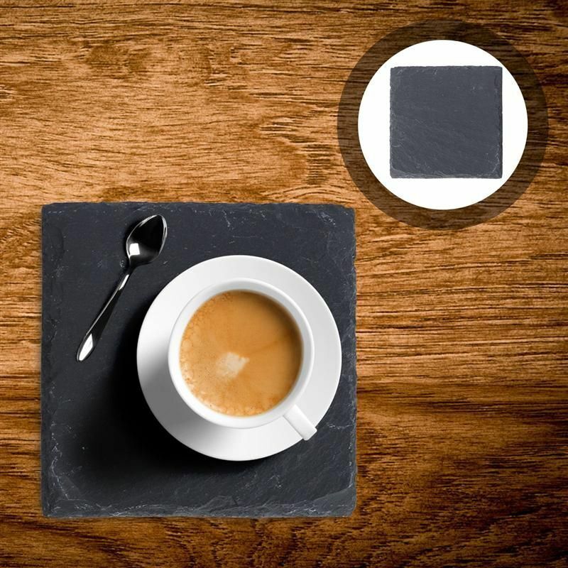 4Pcs/Set Cup Drink Coasters 10x10cm Natural Slate Anti-Slip Glass Mugs Placemats
