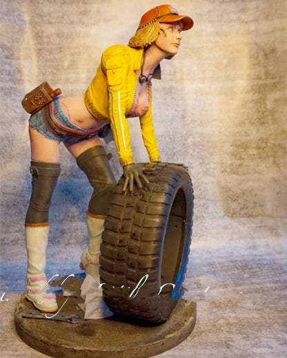 1:24 resin figure model kit Car repair girl Unassembled Unpainted