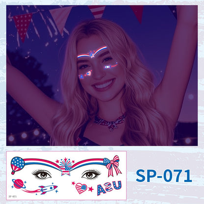USA Party Neon Dance Glow Fluorescent Face Stickers Tattoo Stickers160*65mm