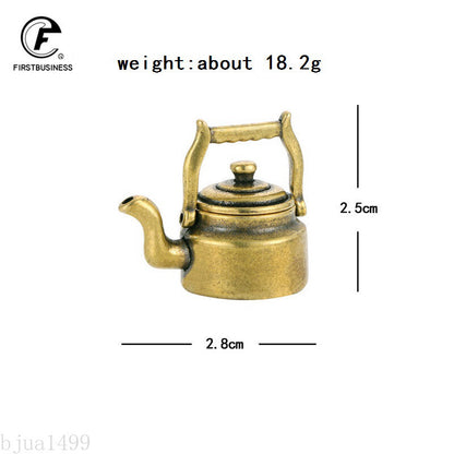 Antique Copper Mini Fingertip Kettle Teapot Pocket Incense Burner Retro Brass