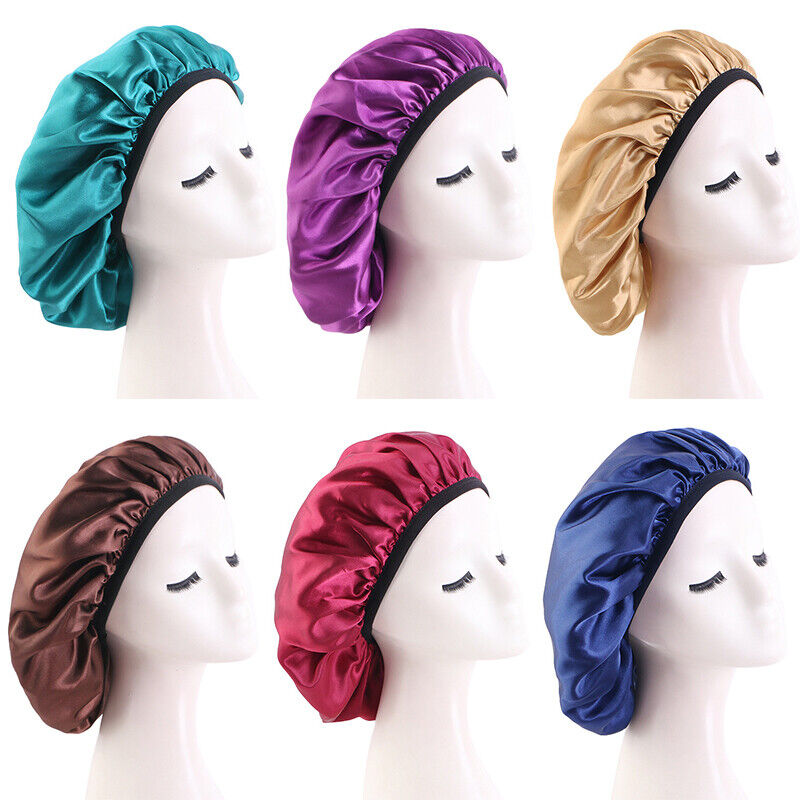 Stretch Thin Brim Round Cap Makeup Cap Satin Nightcap Nursing Hat Solid Color