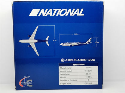 1:400 JC Wings NATIONAL A330-200 Passenger Airplane Diecast Aircraft Model