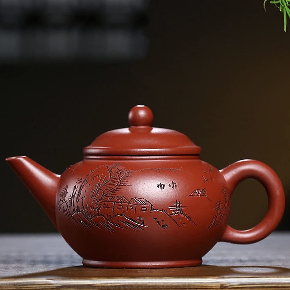 210ml Chinese Purple Clay Landscape Pattern Handwork Teapot Kungfu Tea Set