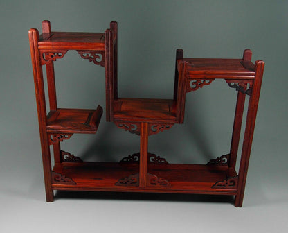 Rosewood Handwork Carved Stand Shelf for Netsuke Snuff Bottle Small Statue