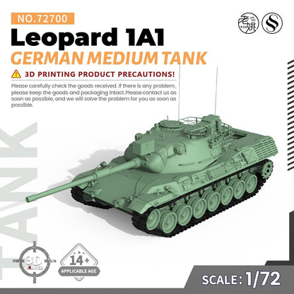 SSMODEL SS72700 1/72 25mm Military Model Kit German Leopard 1A1 Medium Tank