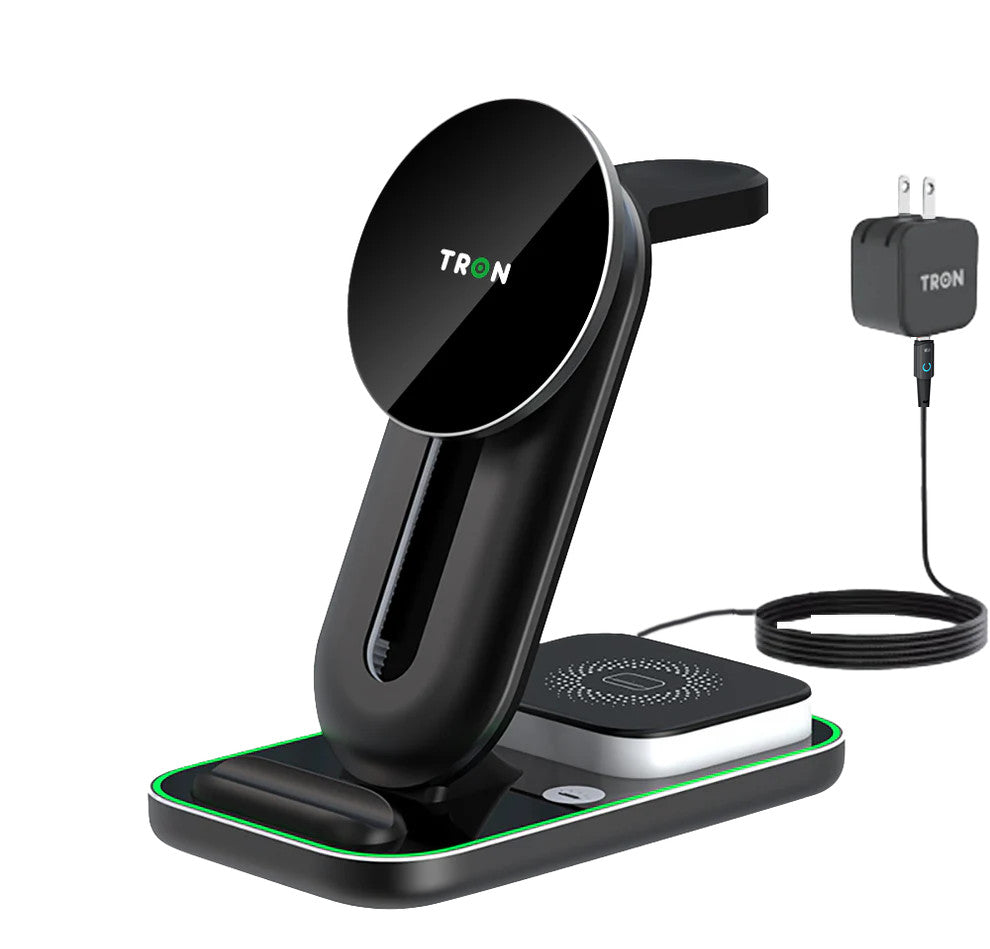TRON 3-in-1 Wireless Charger, 25W Power Adapter, with Night Light & LED Cable
