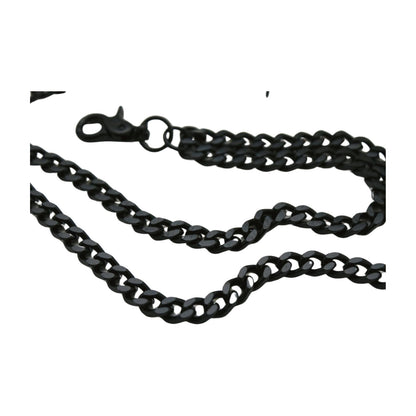 Men Black Metal Wallet Chain Links 2 Strands Keychain Jeans Pant Loop Clasp Ring