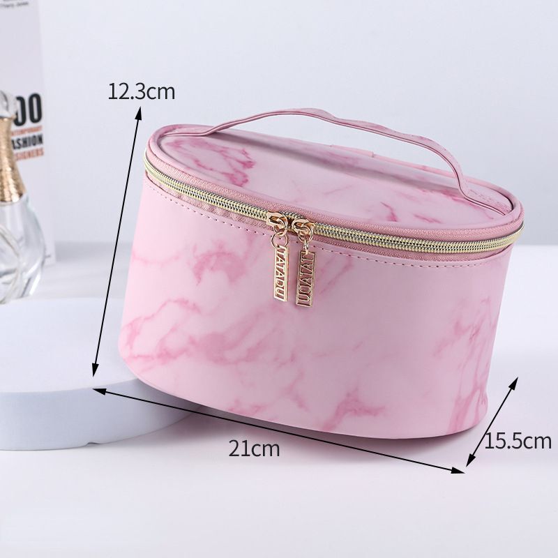 Marble Pattern Cosmetic Bag Toiletries Storage Handbag Waterproof Makeup Cases