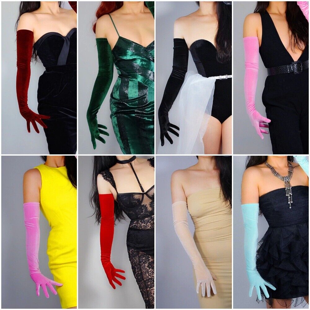 Fashion Velvet Gloves 22/40/50/60/70cm Long Opera Women Elastic Touchscreen Mitt