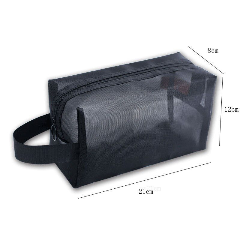 Clear Black Makeup Bags Travel Toiletry Cosmetic Organizer Pouch Set Mesh Purse