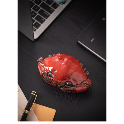 Chinese Small Crab Ceramic Tea Pet 6.1cm 2.4in Tea Play Tea Ceremony Decoration