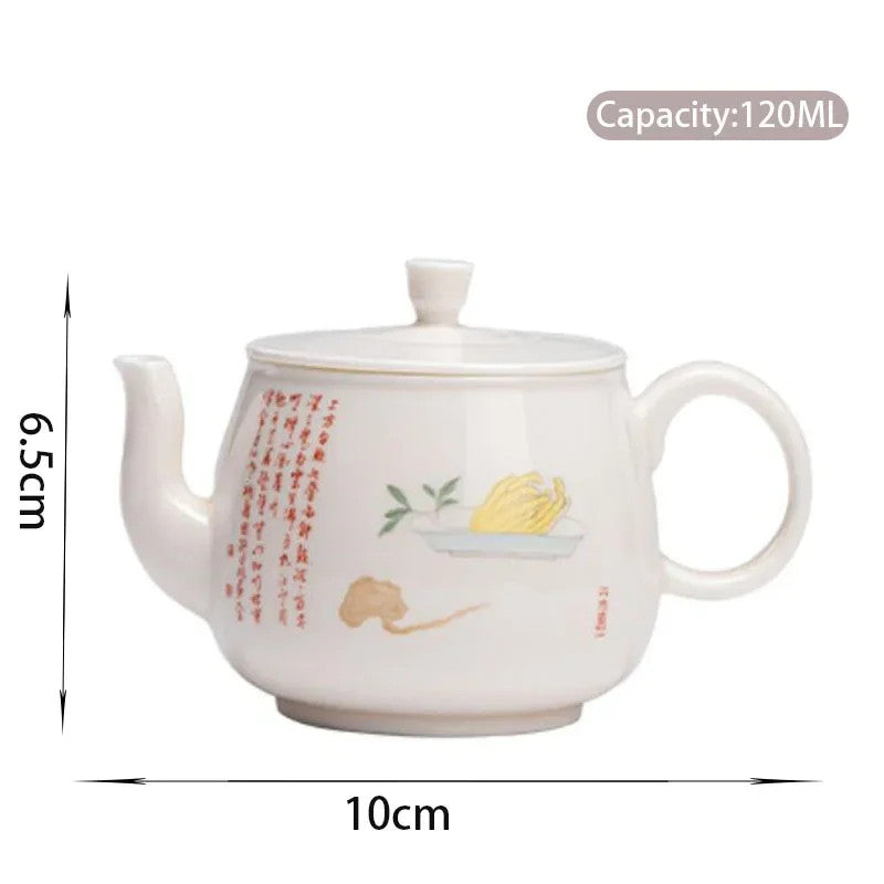 120ml Chinese Ceramic Handpainted Teapot Portable Tea Kettle Kungfu Teaware