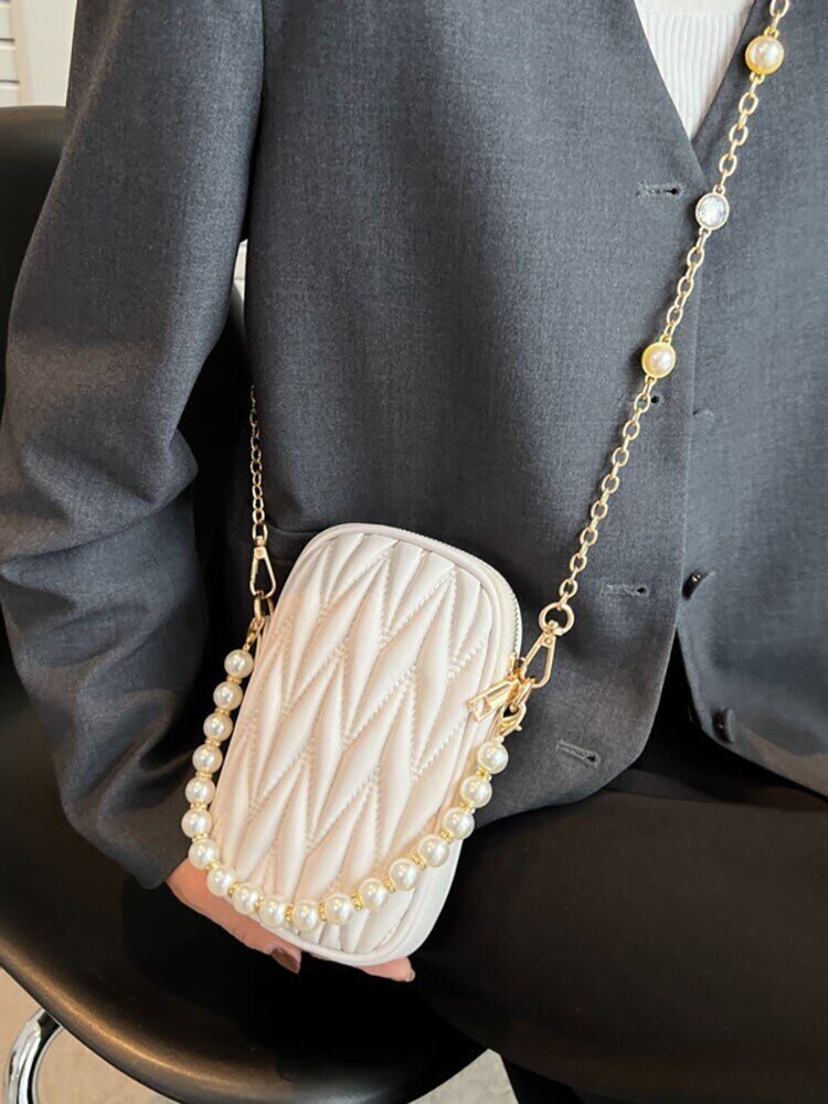 Pearl Shoulder Women's Bag Flap Crossbody Bags Women Female Handbags