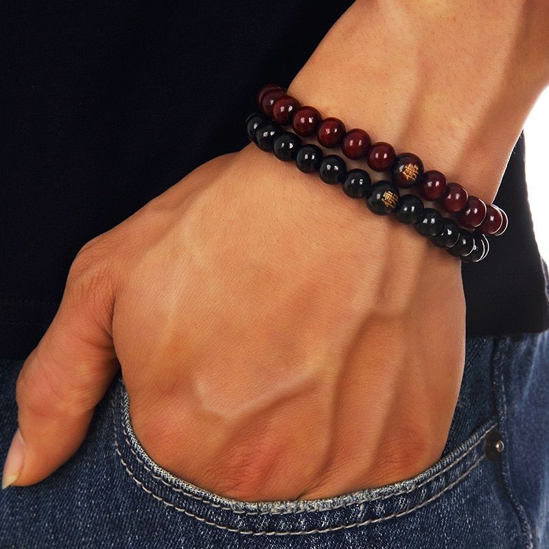 1Pc Men Wood Beads Bracelet Buddhist Buddha Bangles Women Meditation Bracelets
