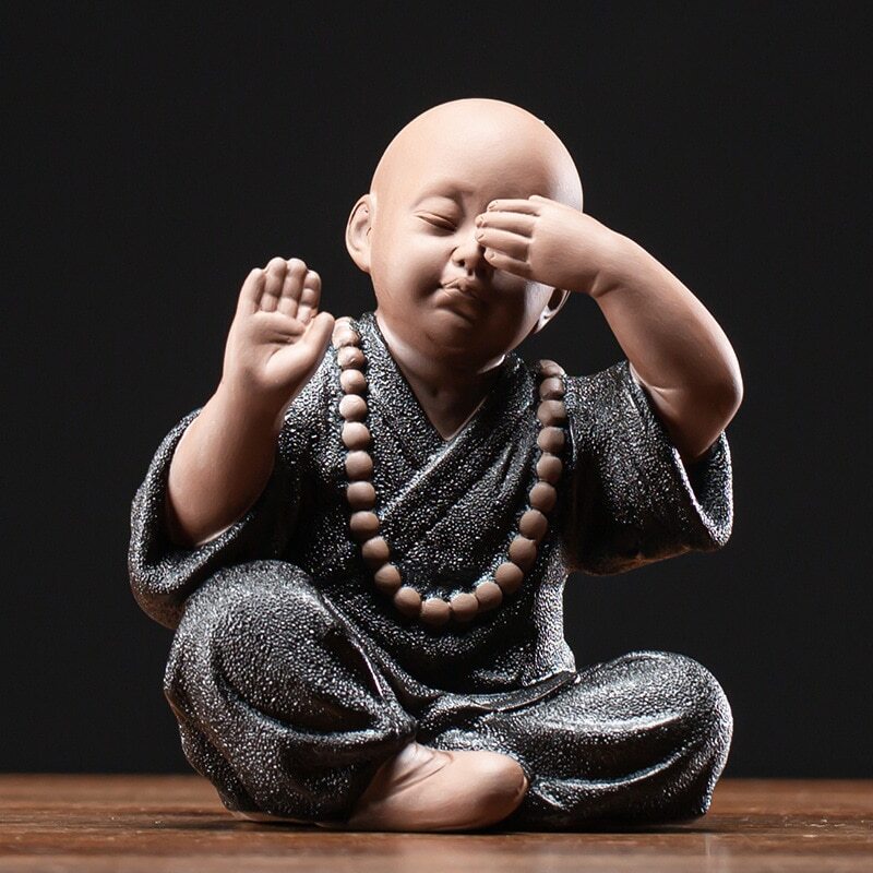 Chinese Yoga Monk Ornaments Home Decoration Ceramic Little Monk Buddha Statue