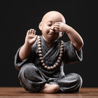 Chinese Yoga Monk Ornaments Home Decoration Ceramic Little Monk Buddha Statue