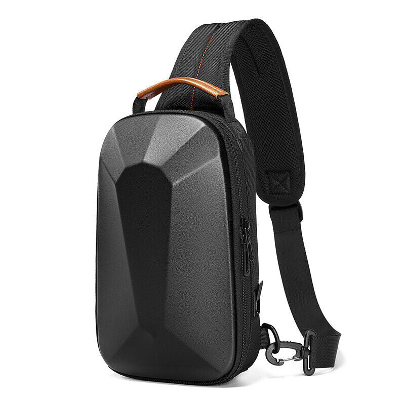 OZUKO New Hard Shell Crossbody Bag, Outdoor Men's Bag Sling Backpack Charg USB