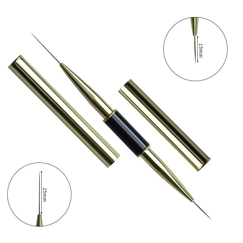 Nail Art Tool Dual End Stripe Liner DIY Liquid Powder Acrylic Painting Brush Pen