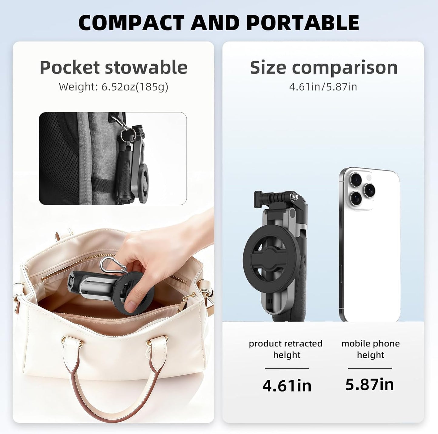 Magnetic Selfie Stick Mini Tripod for Iphone, Portable Pocket 4-In-1 Multifuncti