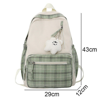 Cute Travel School Bag Fashion Book Backpack Trendy College Cool Plaid Bag Pack