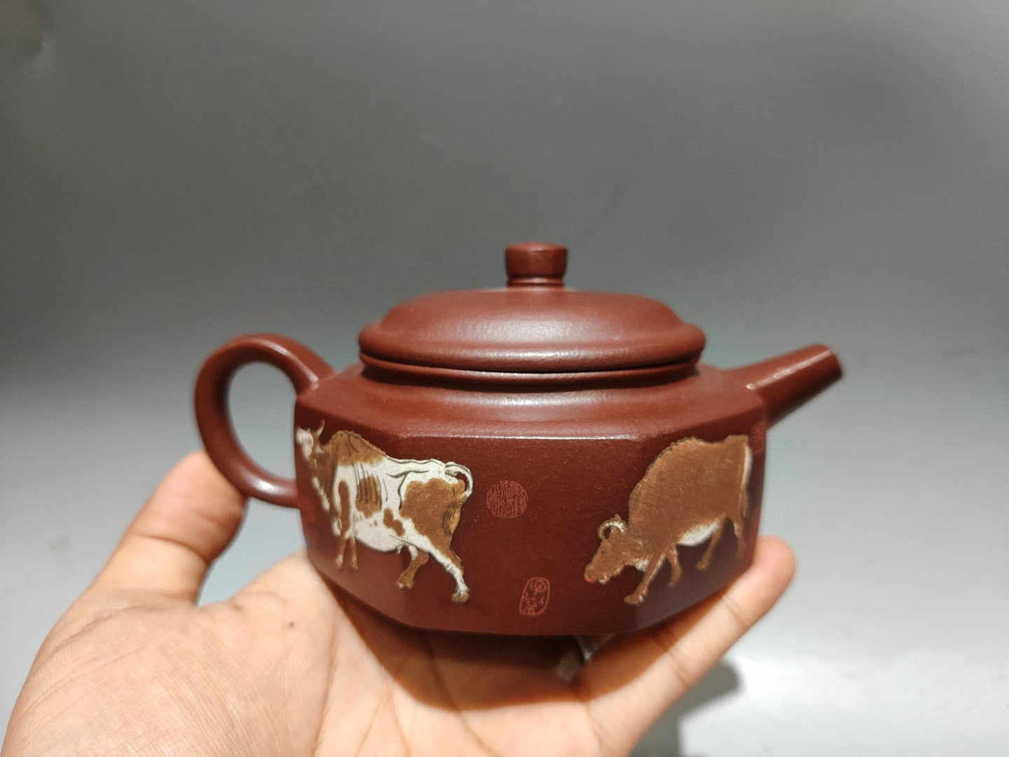 China Yixing Zisha Clay Handmade Exquisite Kung Fu Tea Set Teapot品名：五牛图壶 低款：李燕华
