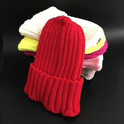 Hat Winter Fur Poms Women Knitted Beanies Cap Thick Skullies Solid Unisex Casual