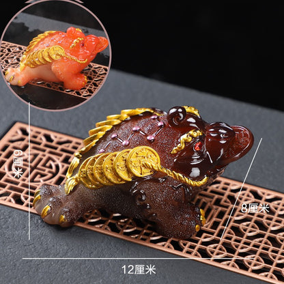 Color Changing Tea Pet Golden Toad Attracting Wealth Tea Play Tea Accessories
