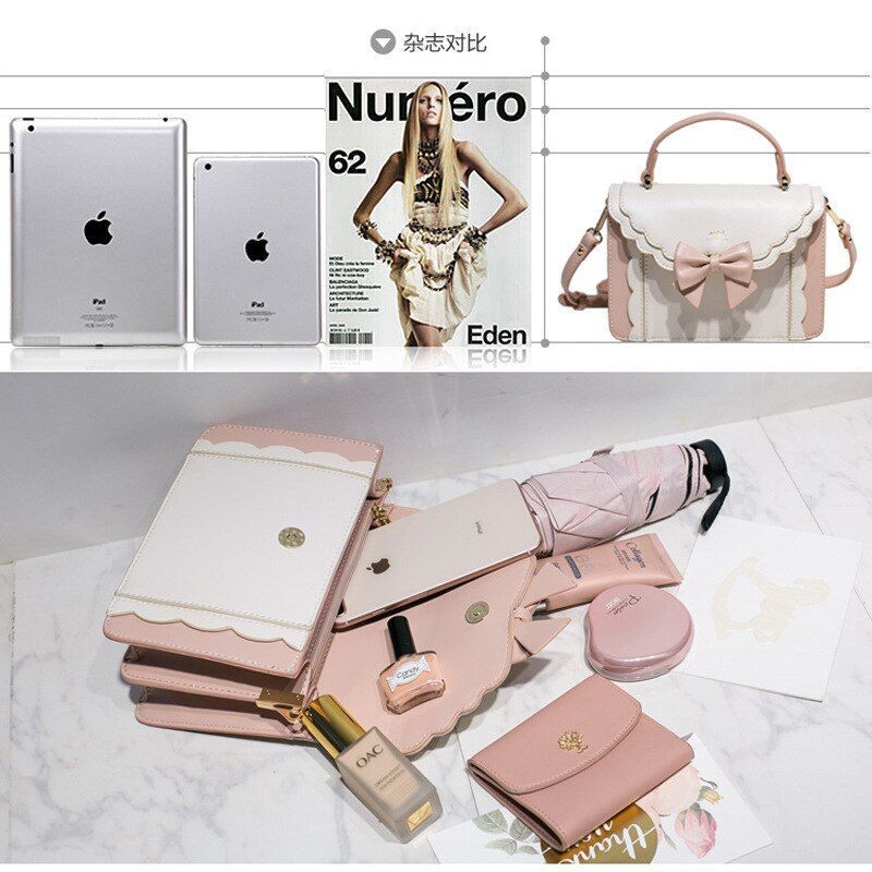 Cute Bow Shoulder Bag Handbag Synthetic Leather Crossbody Clutch Polyester Lace